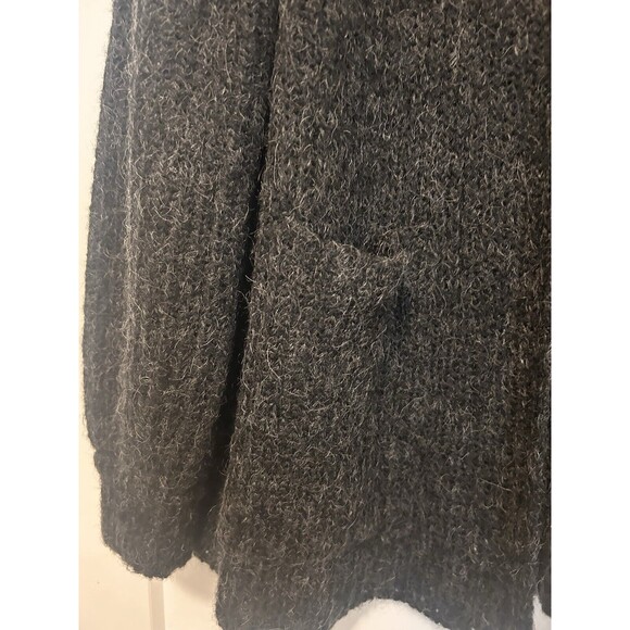 Vintage Wool Blend Heather Gray Cardigan 2 Pocket One Button Women’s Size Large - Picture 3 of 4